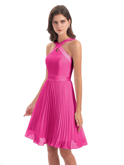 Alora Halter Chiffon Short Bridesmaid Dresses