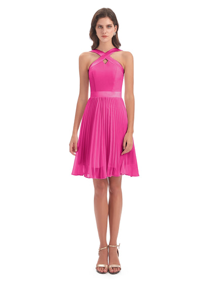Alora Halter Chiffon Short Bridesmaid Dresses