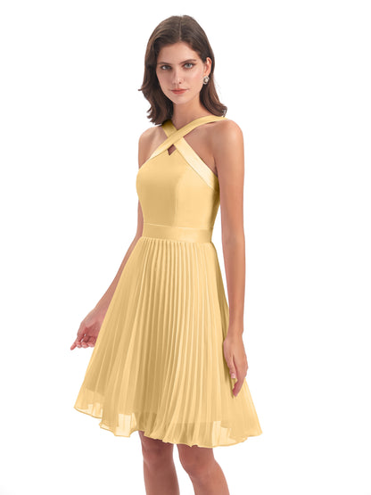 Alora Halter Chiffon Short Bridesmaid Dresses