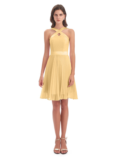 Alora Halter Chiffon Short Bridesmaid Dresses