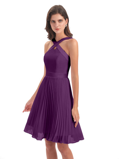 Alora Halter Chiffon Short Bridesmaid Dresses