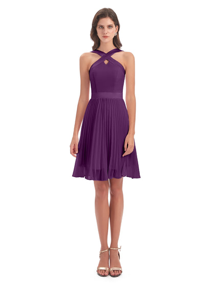 Alora Halter Chiffon Short Bridesmaid Dresses