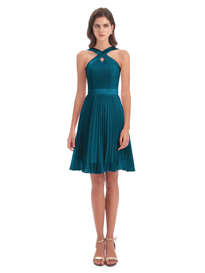 Alora Halter Chiffon Short Bridesmaid Dresses