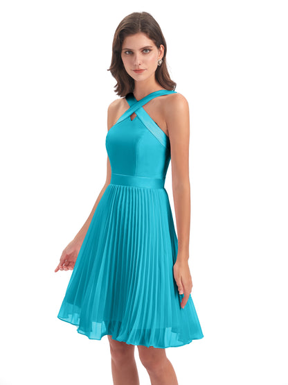 Alora Halter Chiffon Short Bridesmaid Dresses