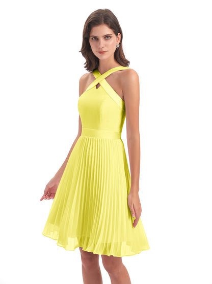 Alora Halter Chiffon Short Bridesmaid Dresses