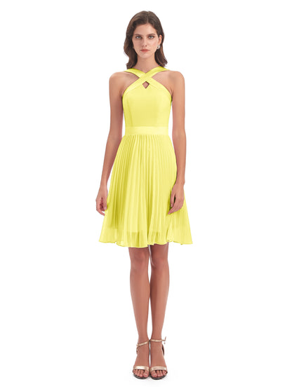 Alora Halter Chiffon Short Bridesmaid Dresses