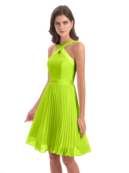 Alora Halter Chiffon Short Bridesmaid Dresses