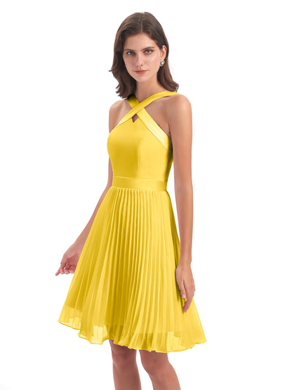 Alora Halter Chiffon Short Bridesmaid Dresses