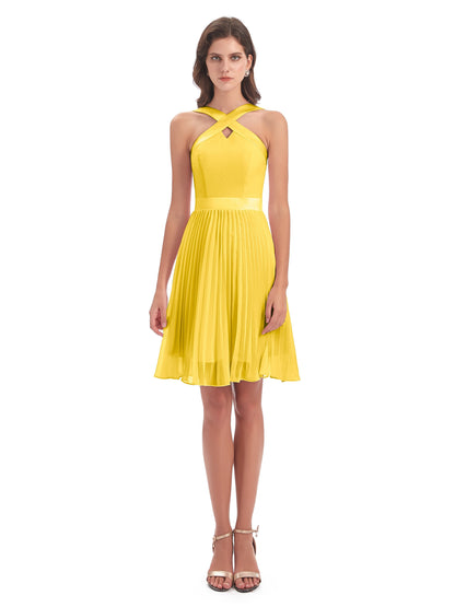 Alora Halter Chiffon Short Bridesmaid Dresses