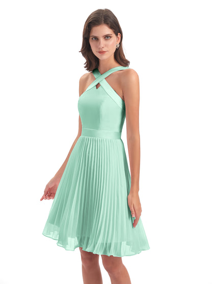 Alora Halter Chiffon Short Bridesmaid Dresses