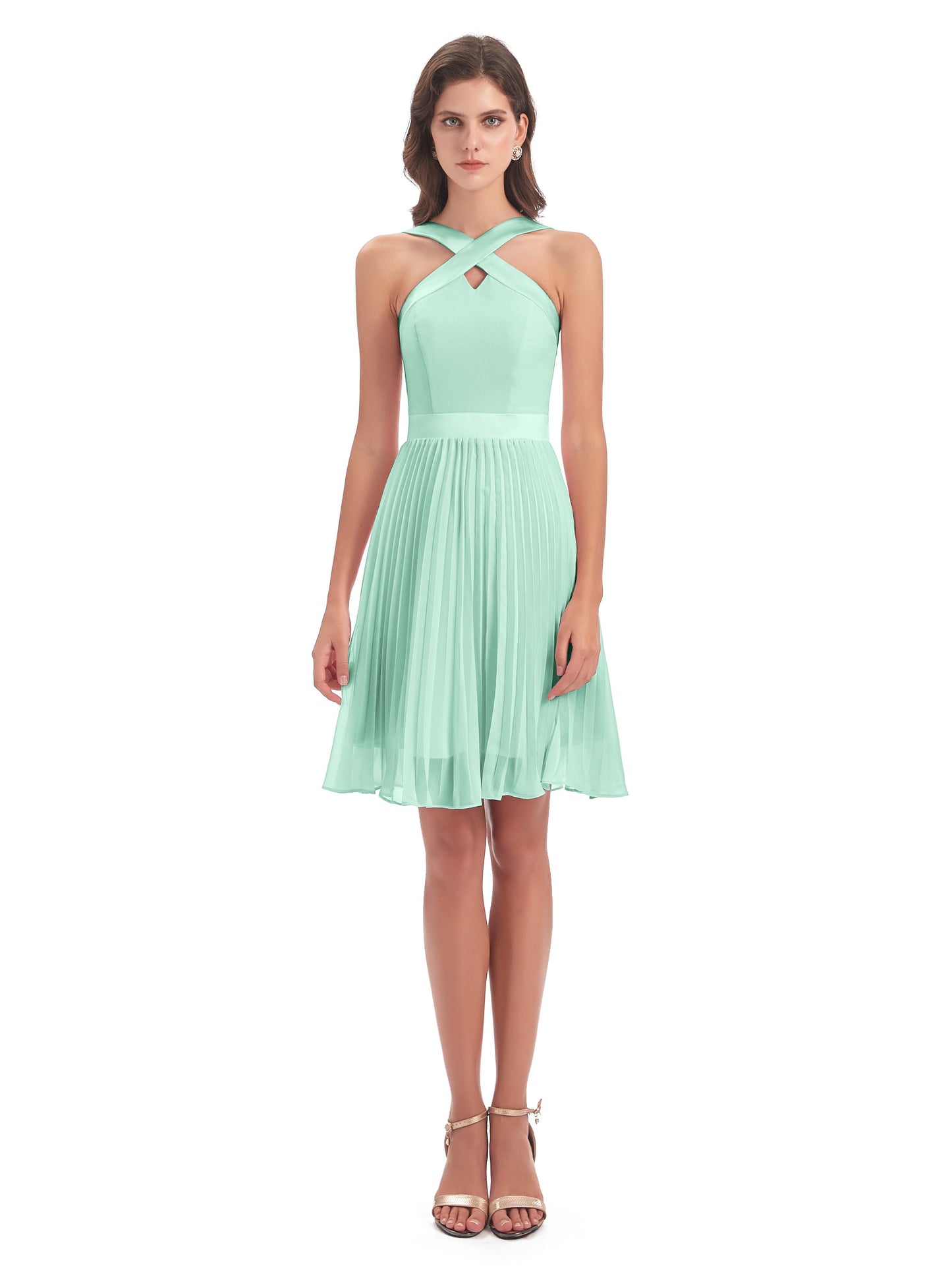 Alora Halter Chiffon Short Bridesmaid Dresses