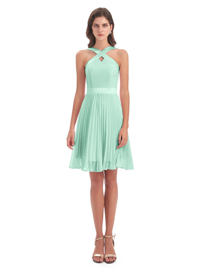 Alora Halter Chiffon Short Bridesmaid Dresses
