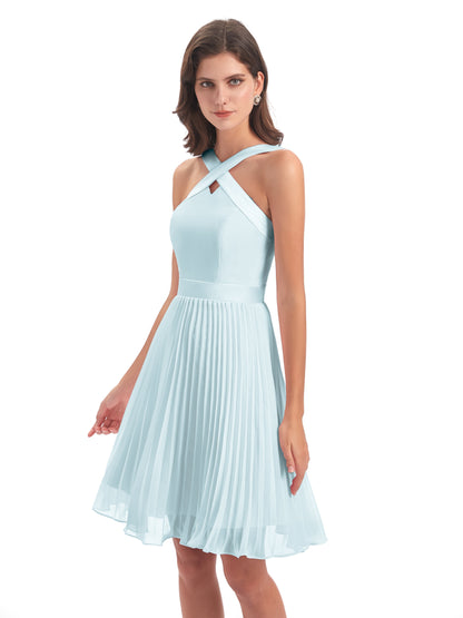 Alora Halter Chiffon Short Bridesmaid Dresses