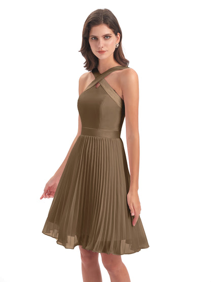 Alora Halter Chiffon Short Bridesmaid Dresses