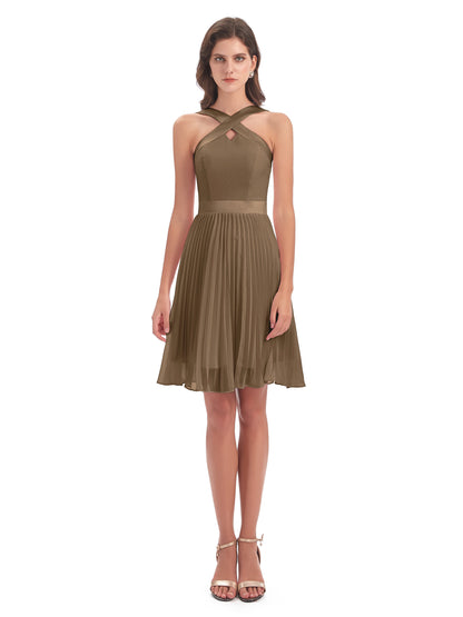 Alora Halter Chiffon Short Bridesmaid Dresses