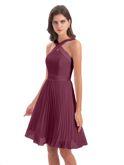 Alora Halter Chiffon Short Bridesmaid Dresses