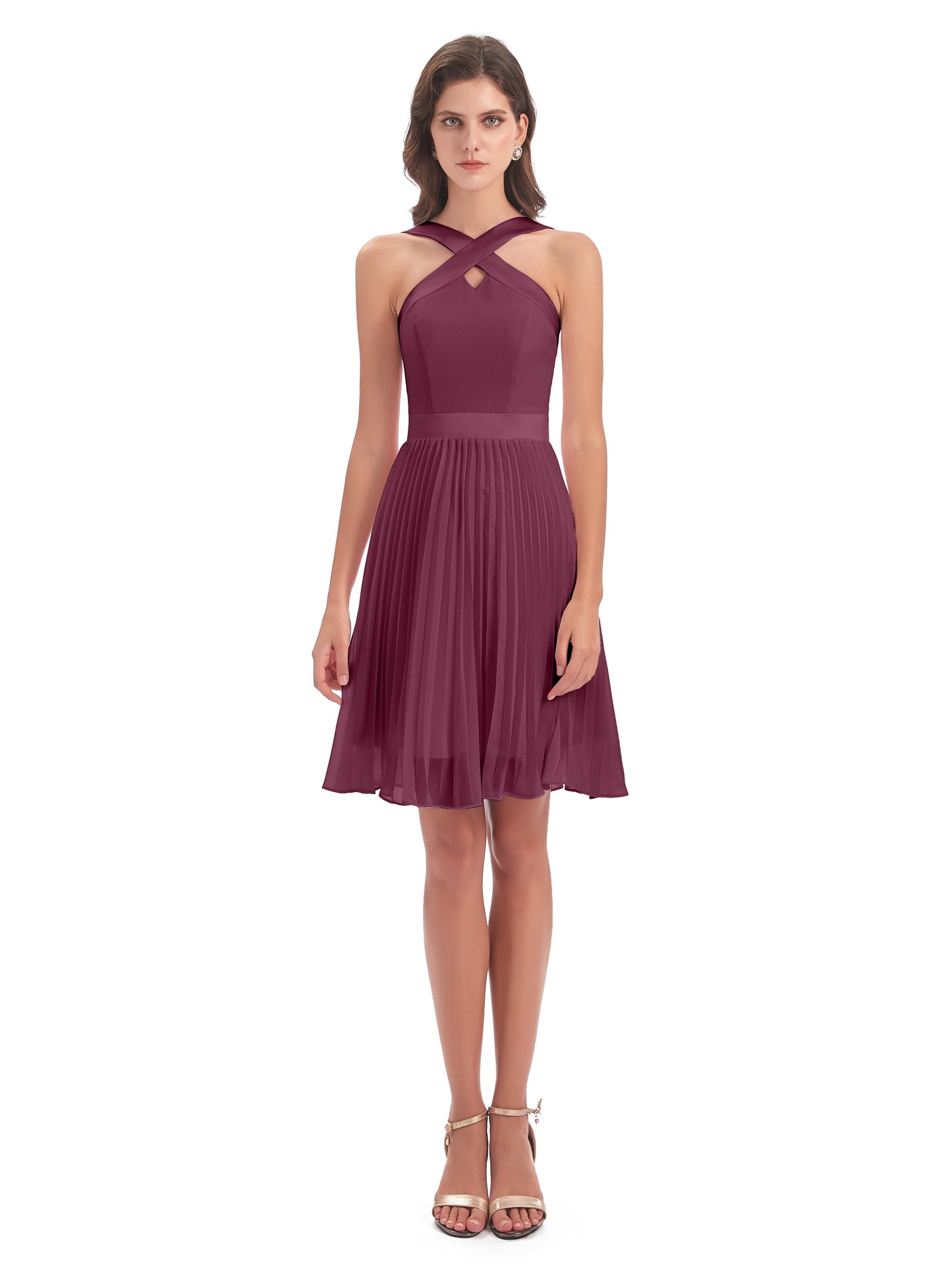 Alora Halter Chiffon Short Bridesmaid Dresses