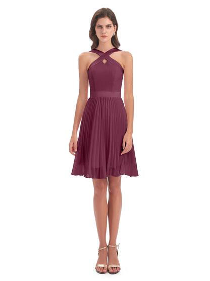 Alora Halter Chiffon Short Bridesmaid Dresses