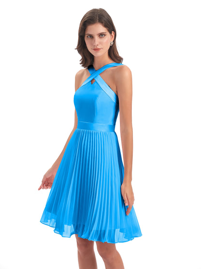 Alora Halter Chiffon Short Bridesmaid Dresses