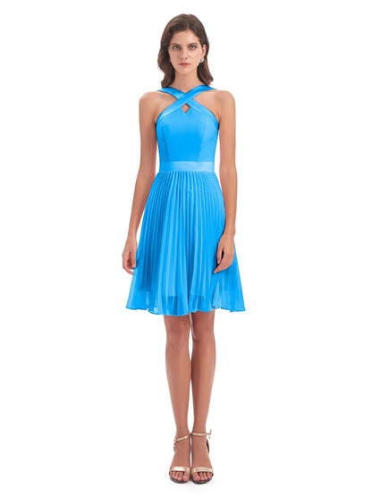 Alora Halter Chiffon Short Bridesmaid Dresses