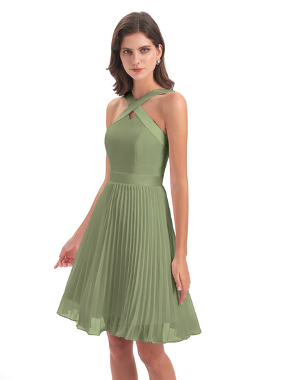 Alora Halter Chiffon Short Bridesmaid Dresses