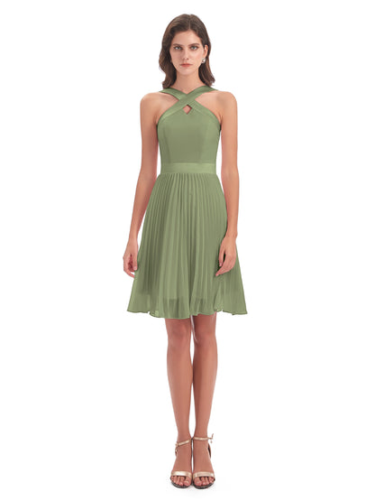 Alora Halter Chiffon Short Bridesmaid Dresses