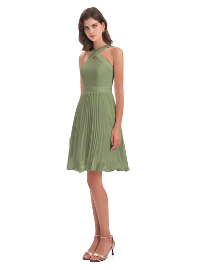 Alora Halter Chiffon Short Bridesmaid Dresses