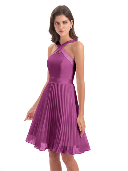 Alora Halter Chiffon Short Bridesmaid Dresses