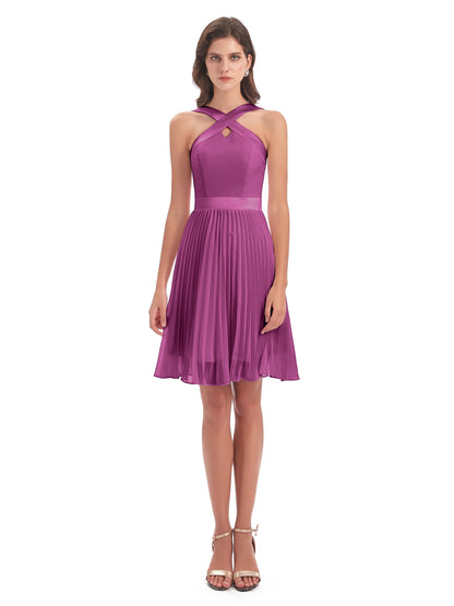 Alora Halter Chiffon Short Bridesmaid Dresses