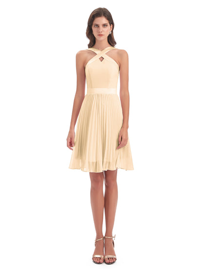Alora Halter Chiffon Short Bridesmaid Dresses