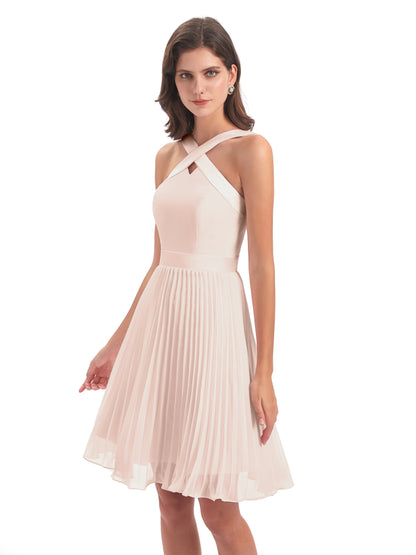 Alora Halter Chiffon Short Bridesmaid Dresses
