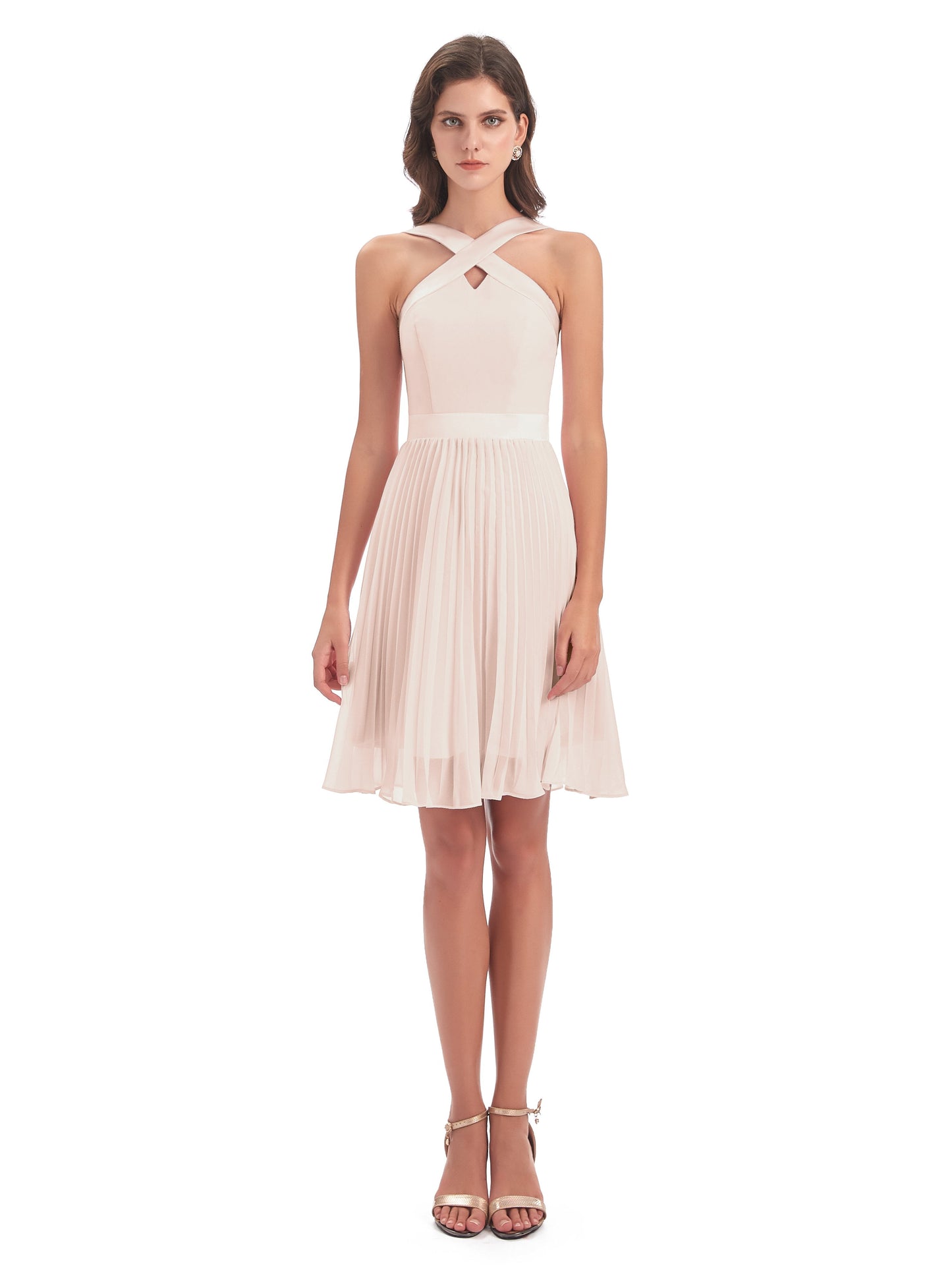 Alora Halter Chiffon Short Bridesmaid Dresses