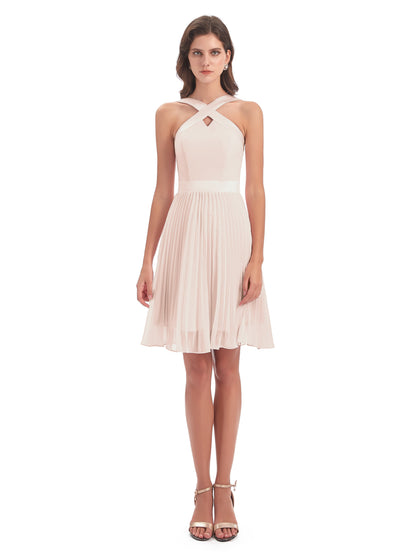 Alora Halter Chiffon Short Bridesmaid Dresses