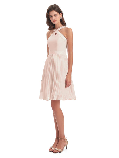 Alora Halter Chiffon Short Bridesmaid Dresses