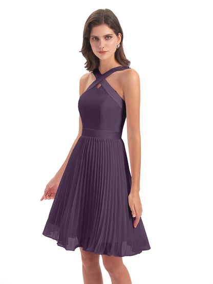 Alora Halter Chiffon Short Bridesmaid Dresses