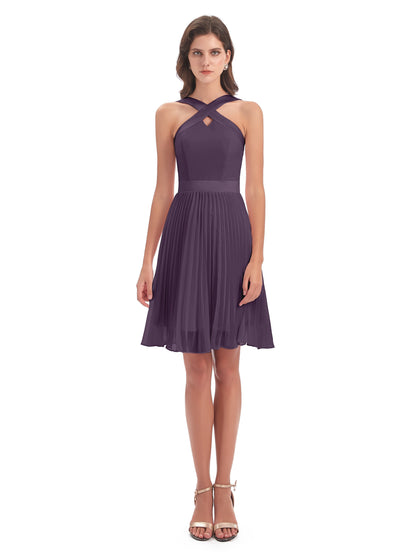 Alora Halter Chiffon Short Bridesmaid Dresses