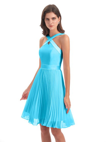 Alora Halter Chiffon Short Bridesmaid Dresses