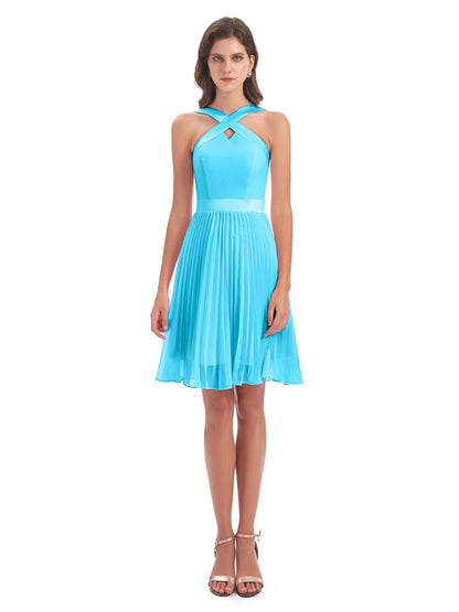 Alora Halter Chiffon Short Bridesmaid Dresses
