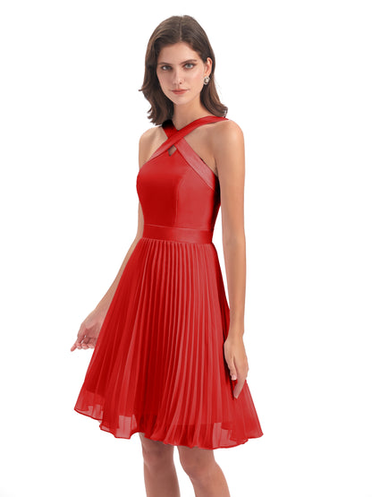 Alora Halter Chiffon Short Bridesmaid Dresses