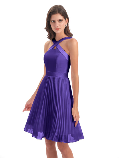 Alora Halter Chiffon Short Bridesmaid Dresses