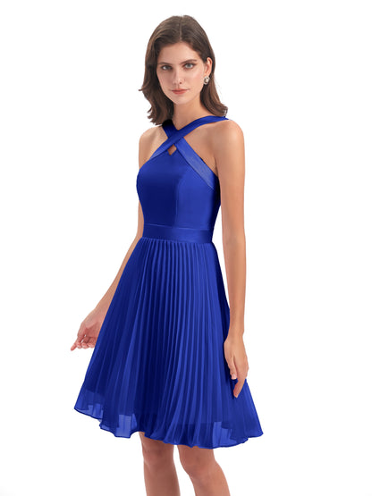 Alora Halter Chiffon Short Bridesmaid Dresses