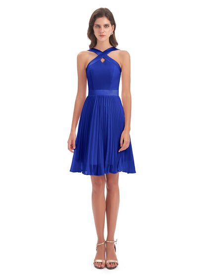 Alora Halter Chiffon Short Bridesmaid Dresses