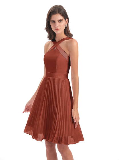 Alora Halter Chiffon Short Bridesmaid Dresses