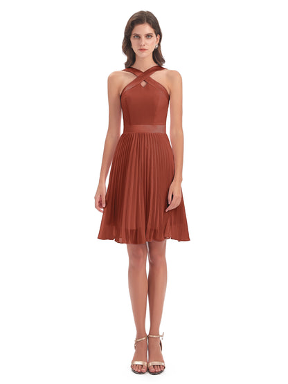 Alora Halter Chiffon Short Bridesmaid Dresses