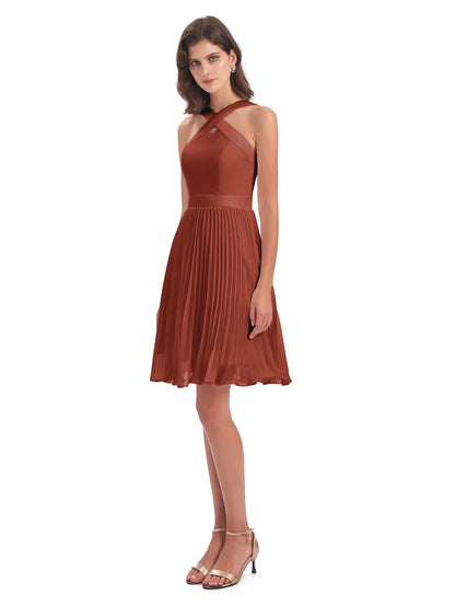 Alora Halter Chiffon Short Bridesmaid Dresses