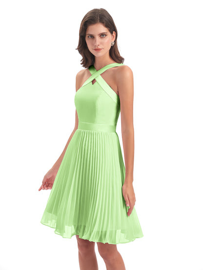Alora Halter Chiffon Short Bridesmaid Dresses