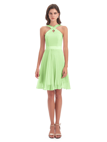 Alora Halter Chiffon Short Bridesmaid Dresses