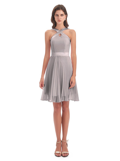 Alora Halter Chiffon Short Bridesmaid Dresses