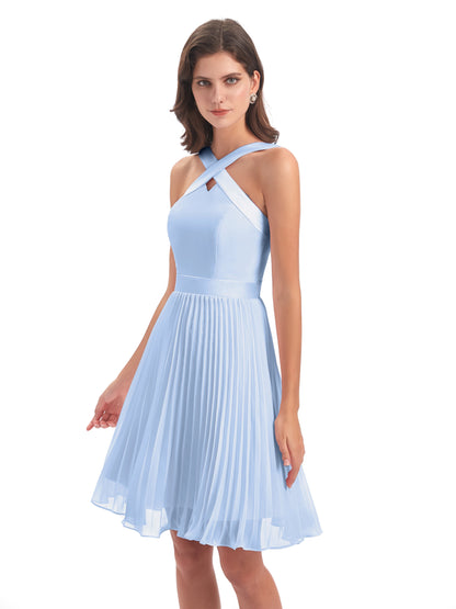 Alora Halter Chiffon Short Bridesmaid Dresses