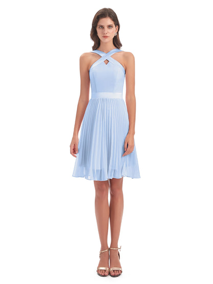 Alora Halter Chiffon Short Bridesmaid Dresses